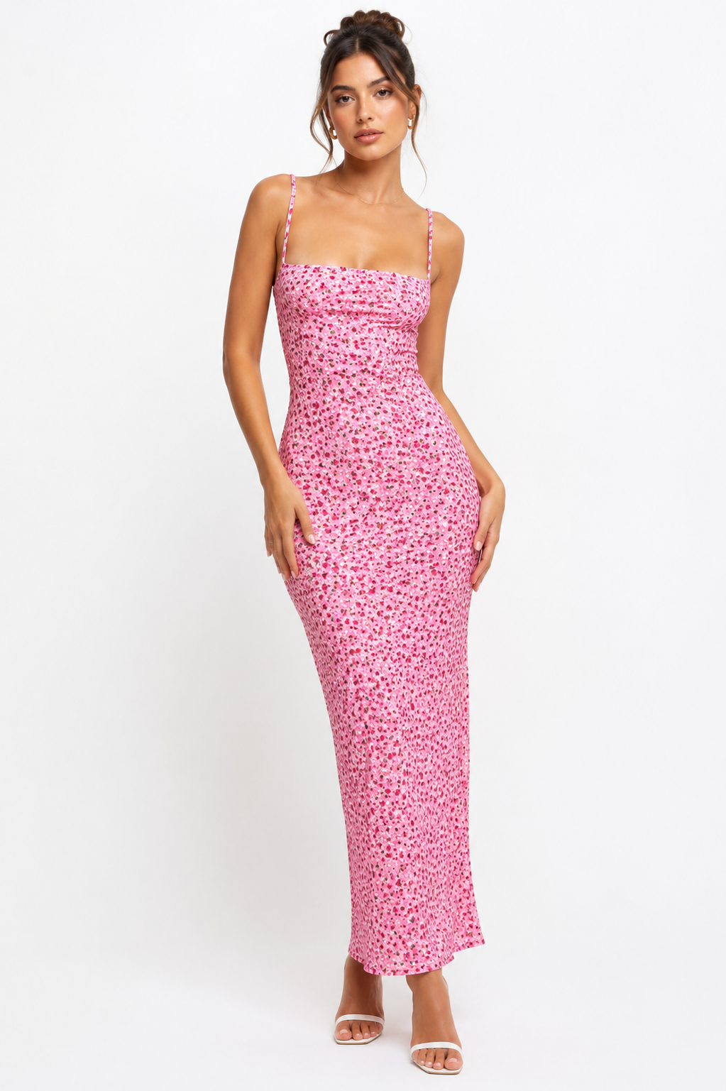Vestido Largo Floral Rosa /Elegancia Blossom