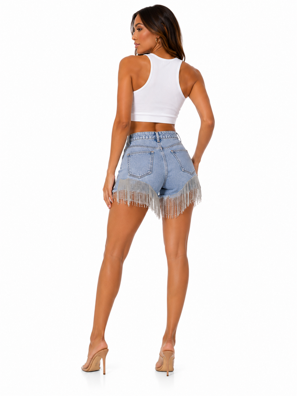 Short Denim Glam Fringe