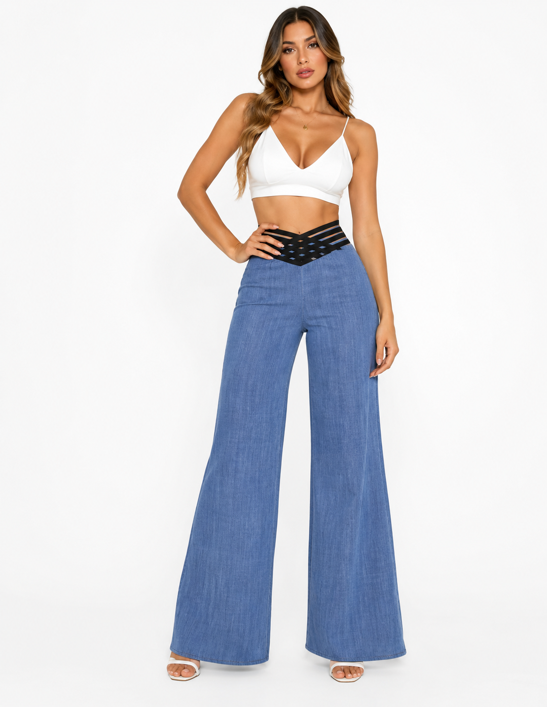 Pantalón Palazzo Denim Elegance