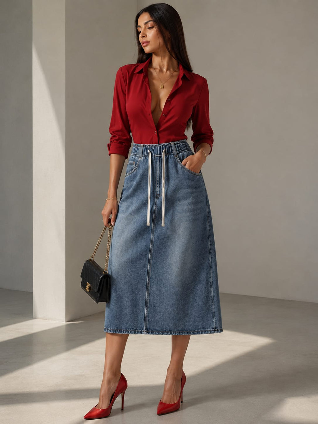Falda Denim Élégance/New Leady